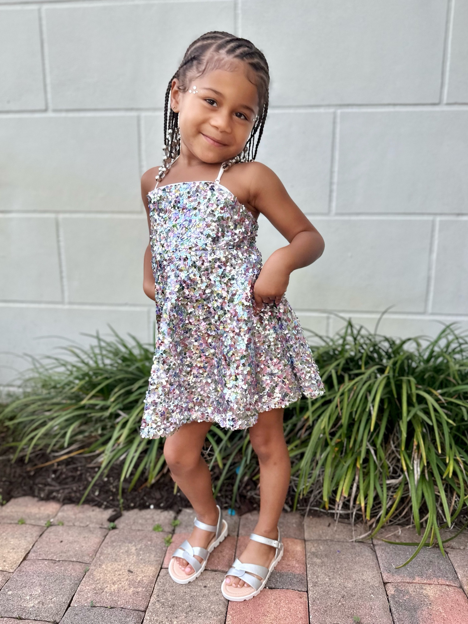 Toddlers Silver Sequin Dress