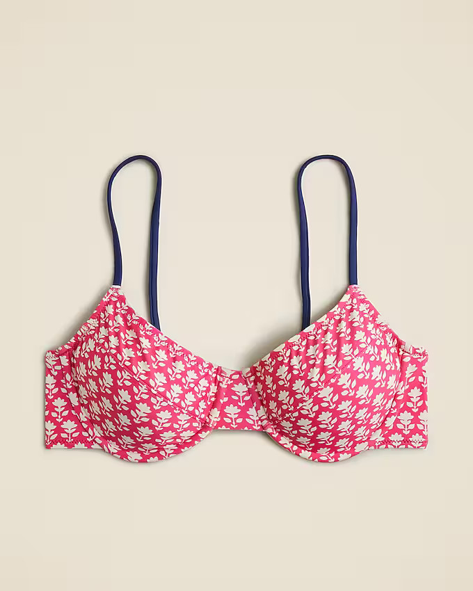 1993 underwire bikini top in pink stamp floral | J. Crew US