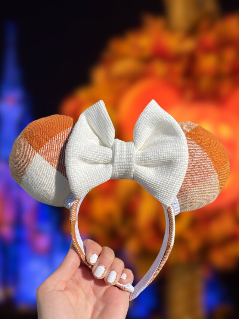Cozy Pumpkin Spice Fall Plaid Mouse Ears | Etsy (US)