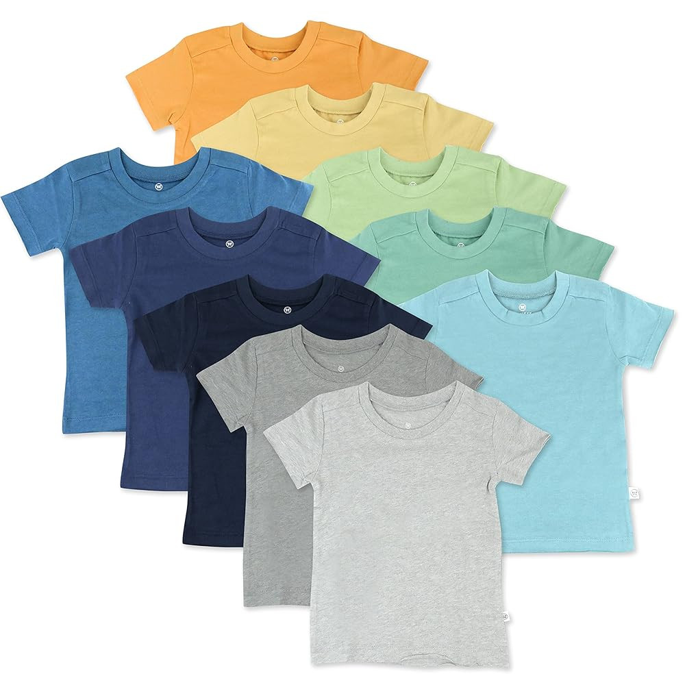 HonestBaby 10-Pack Short Sleeve T-shirts 100% Organic Cotton Baby, Toddler, Little Kids, Boys, Gi... | Amazon (US)
