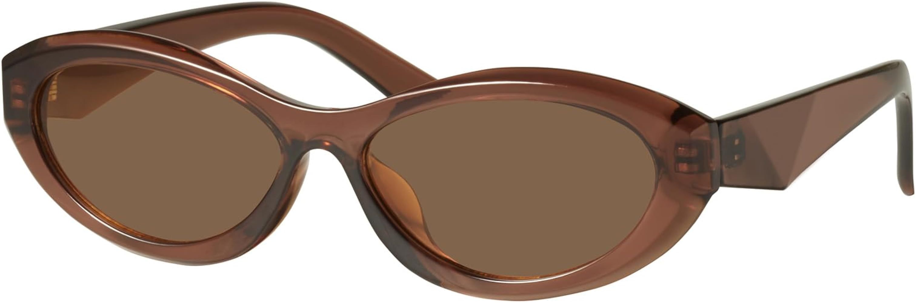 mosanana Retro Oval Sunglasses for Women Vintage 90s Cat Eye Narrow Skinny Sunnies MS52372 | Amazon (US)