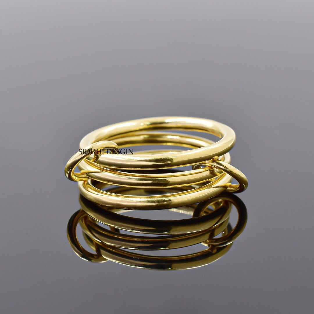 14K Yellow Gold 3 Set Band Ring, Multi Connector Band Ring, Wholesale Stacking Band Ring Jewelry ... | Etsy (US)