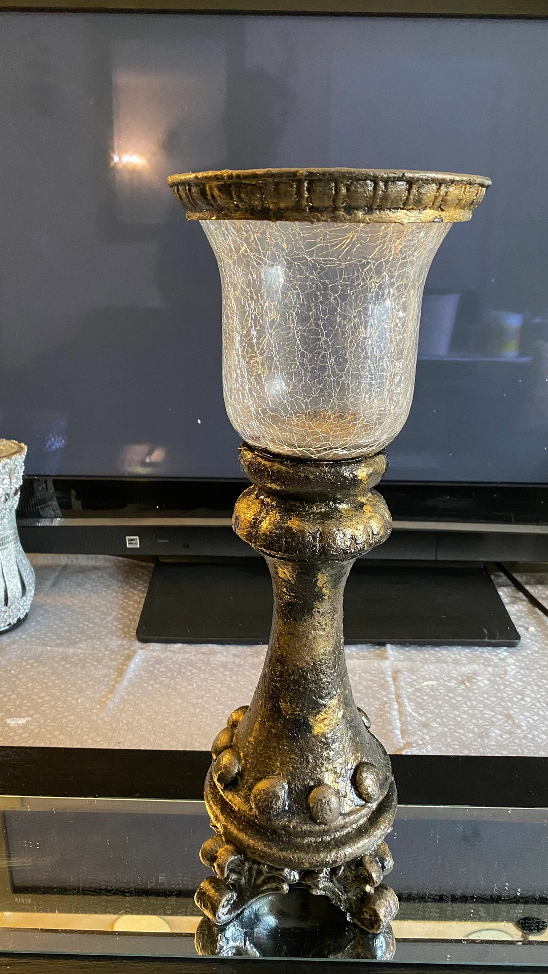 A 16h X 5D Handmade Wooded Hurricane Candle Holder. - Etsy | Etsy (US)