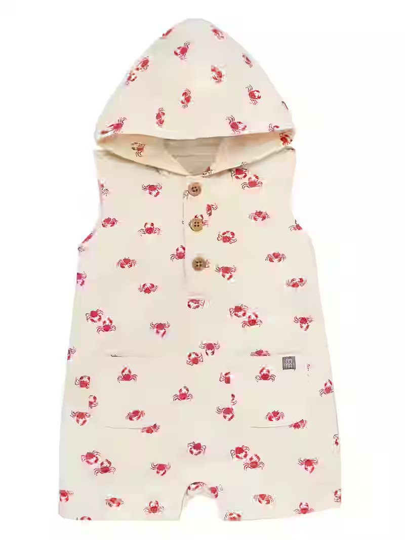 Modern Moments by Gerber Baby Boy Cotton Hooded Sleeveless Romper, Sizes 0/3 Months - 24 Months | Walmart (US)