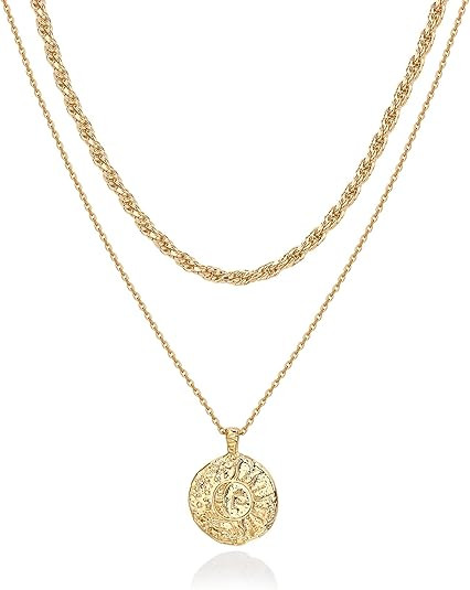 PAVOI 14K Gold Plated Layering Necklaces | Stylish Minimalist Design Pendant Necklaces | Bar, Cir... | Amazon (US)