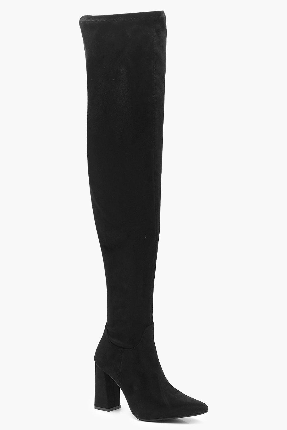 Bottes cuissardes à talons carrés | Boohoo.com (FR)