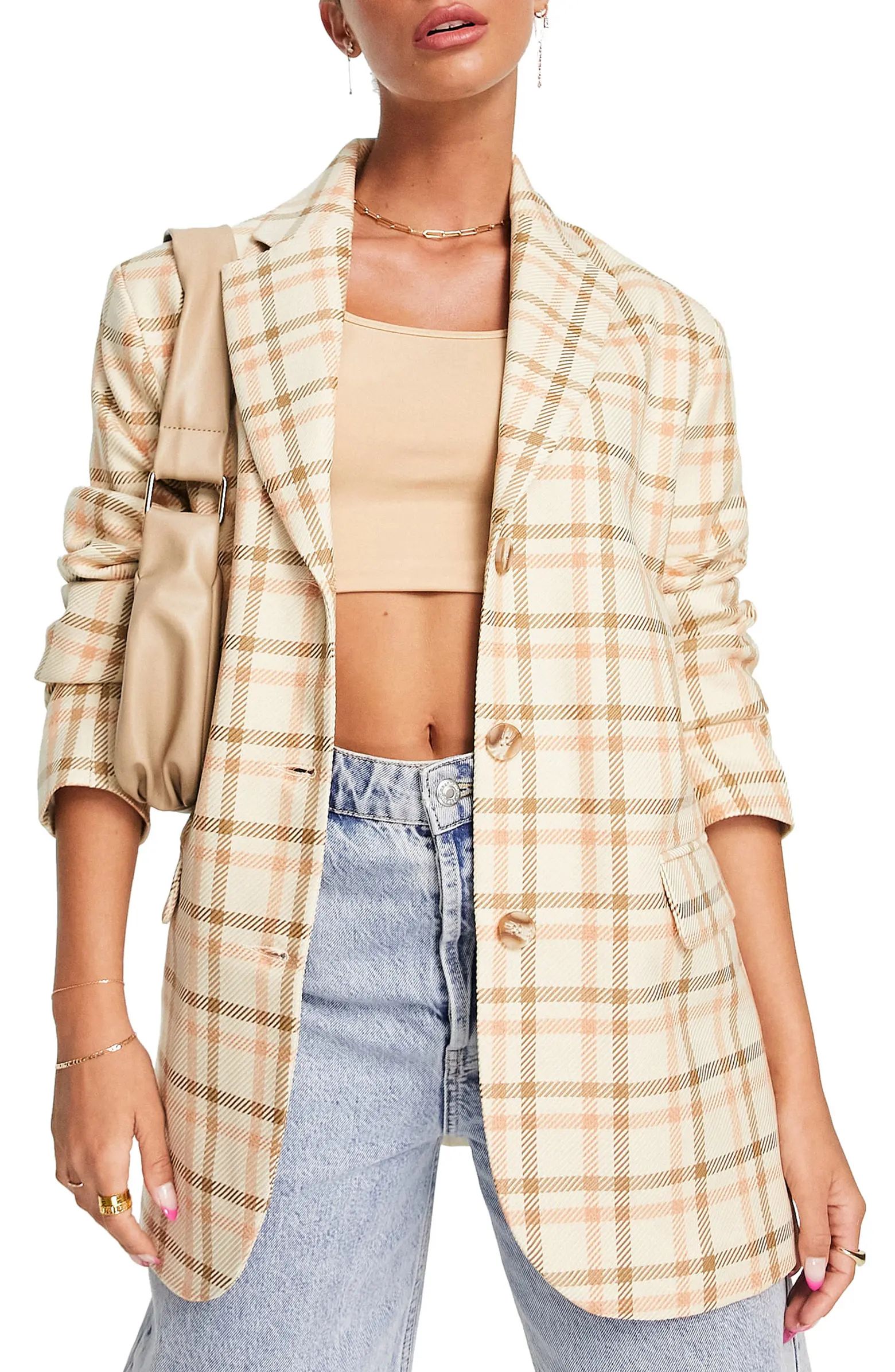 ASOS DESIGN High Break Point Plaid Oversize Blazer | Nordstrom | Nordstrom