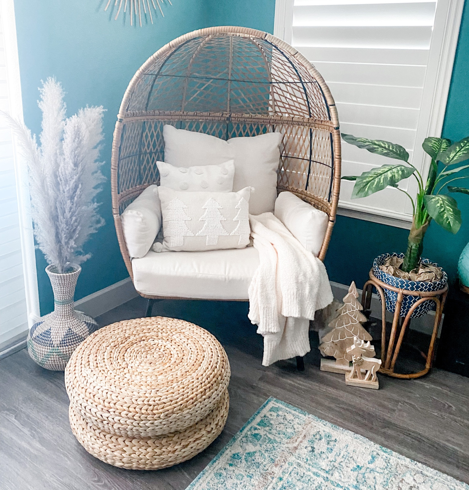 Neutral boho Christmas touches added a simple neutral pillow and wooden Christmas tree/deer

#christmas #christmasdecor #bohochristmas #neutralchristmas #eggchair #rattan #wicker  

#LTKhome #LTKstyletip #LTKHoliday