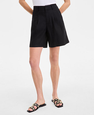 Women's High-Rise Linen Bermuda Shorts | Macy's