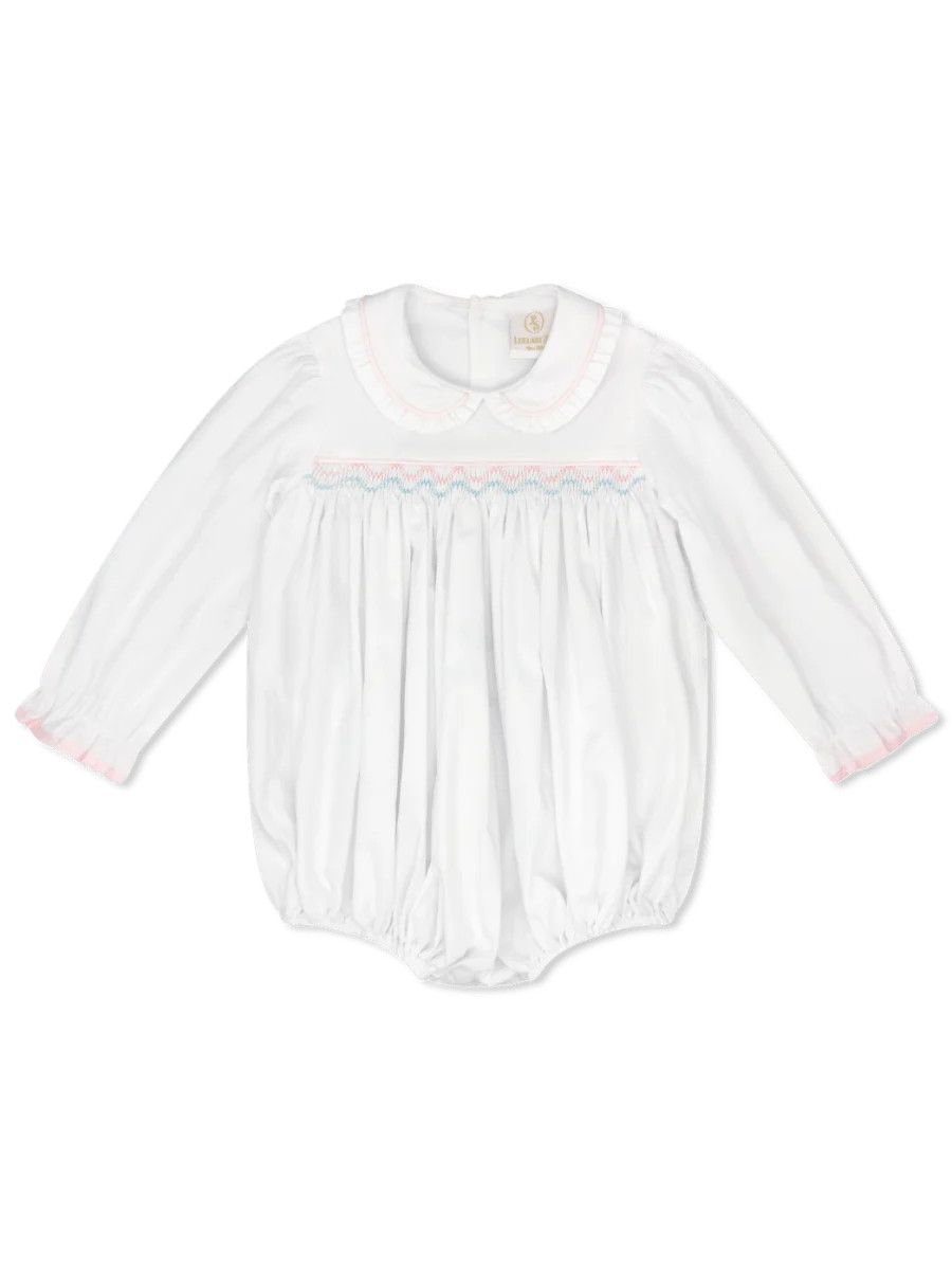Michelle Bubble - Willow White Pique, Pink and Blue Smocking | Lullaby Set
