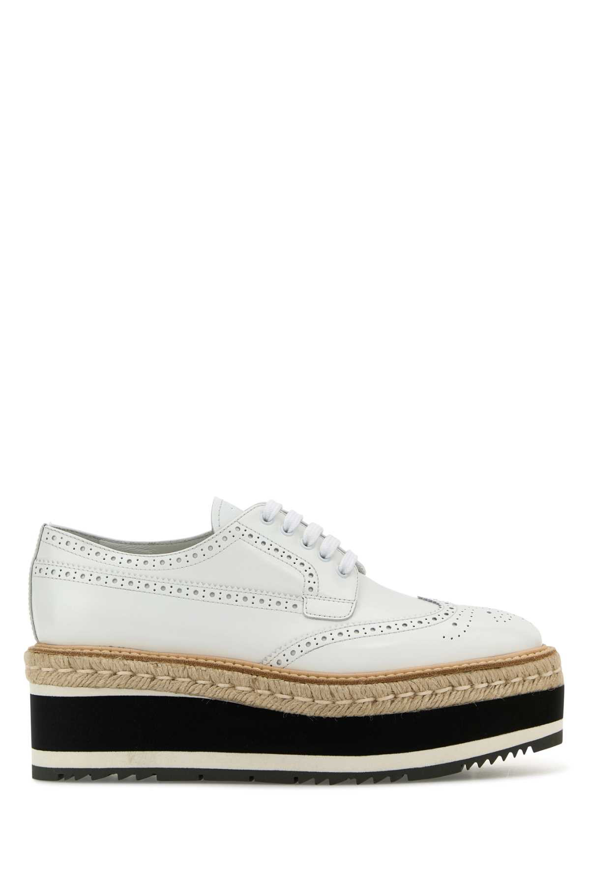 Prada White Leather Lace-up Shoes | Italist.com US