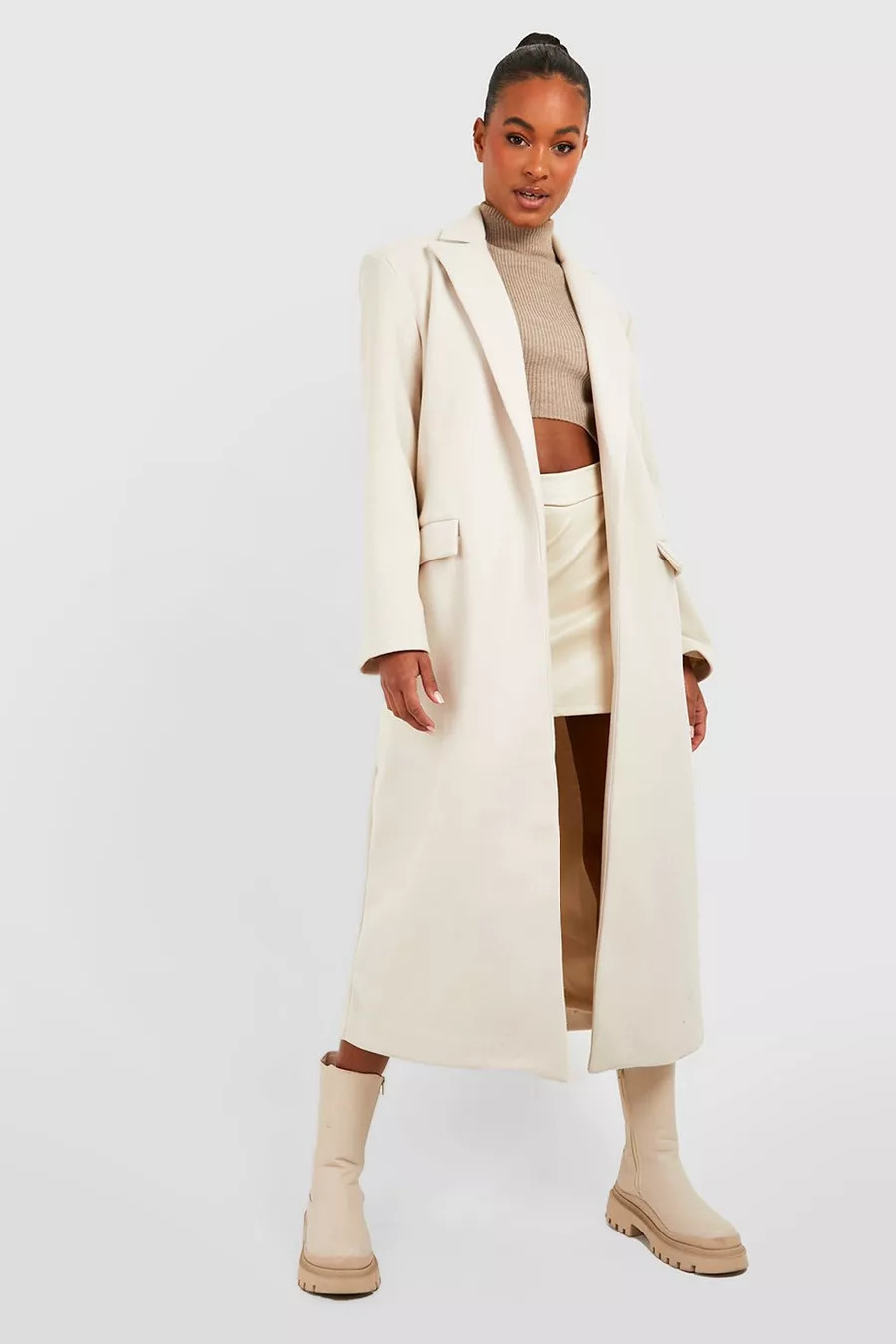 Tall Oversized Wool Look Duster Coat | boohoo (US & Canada)