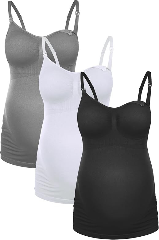 HOFISH Women's Seamless Maternity/Nursing Tank Tops with Built-in Bra Comfortable Stretch Camisol... | Amazon (US)
