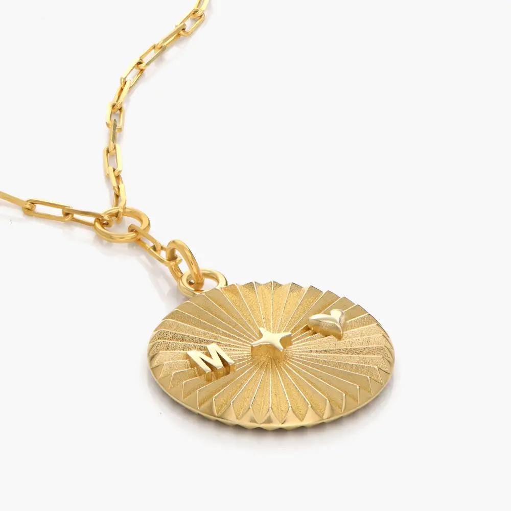 Tyra Initial Medallion Necklace - 14k Solid Gold | Oak & Luna (US)