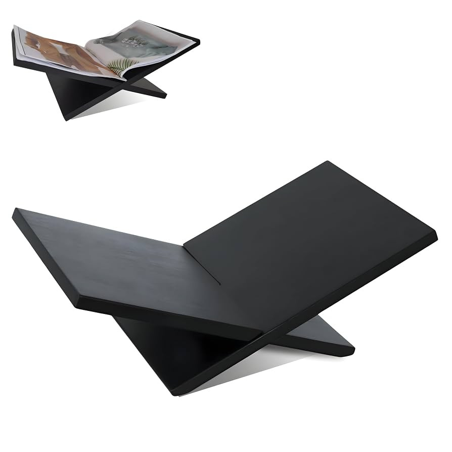 Greenwich Book Display Stand - Large Cross Frame Black Oak Wooden Book Holder, Open Book Display ... | Amazon (US)