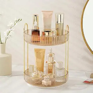 Rotating Makeup Organizer for Vanity 2 Tier,(Gold) | Amazon (US)
