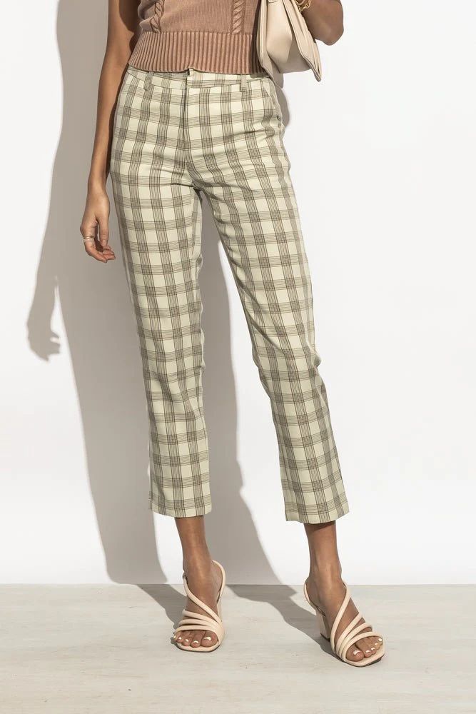 Page Plaid Pants in Green - böhme | Bohme