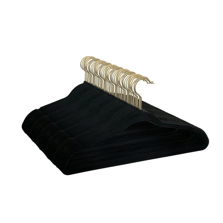 Better Homes & Gardens Non-Slip Velvet Clothing Hangers, 50 Pack, Black | Walmart (US)