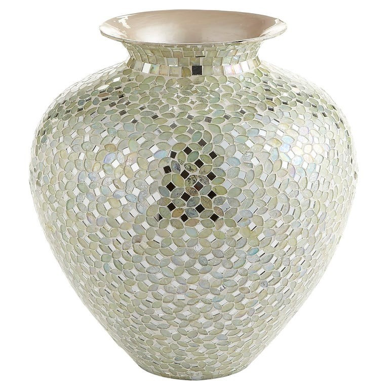 Blanc White & Silver 13.5" Mosaic Vase | Pier 1 Imports
