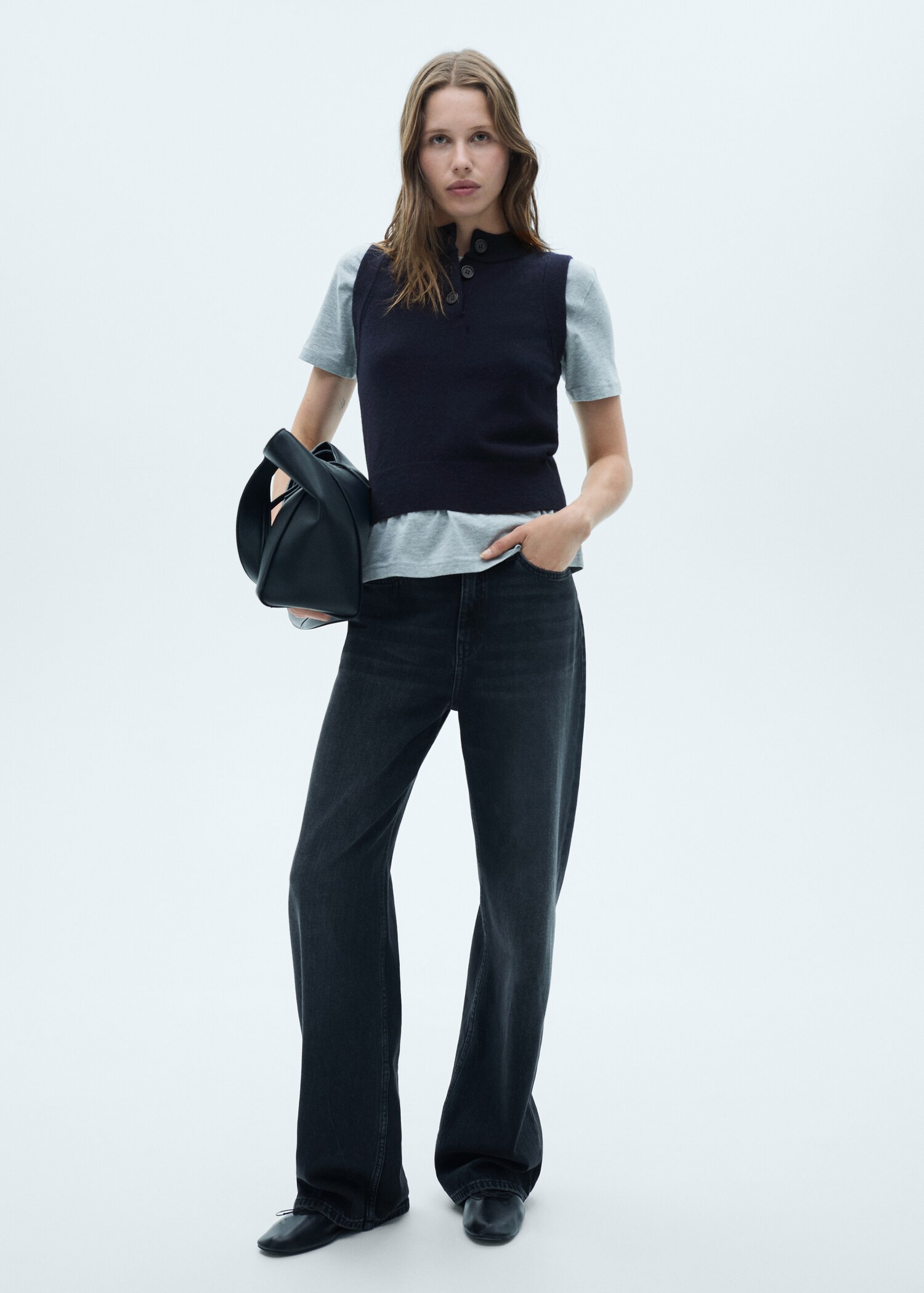 Knitted gilet with button collar | Mango (US/MX/AU)