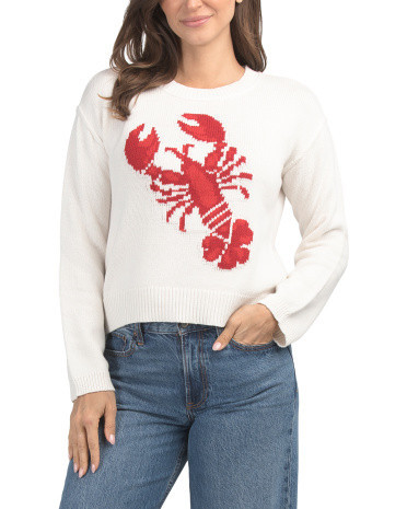 Long Sleeve Lobster Intarsia Crew Neck Sweater | Short Sleeve Tops | Marshalls | Marshalls