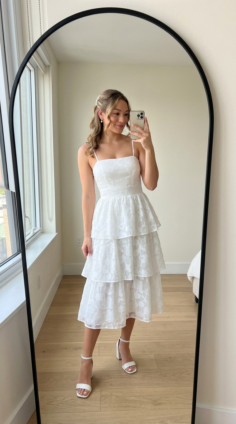White Tiered Floral Midi Dress

A romantic floral tiered midi dress that's perfect for bridal showers, garden bridal brunches, engagement parties, rehearsal dinners, or spring bridal celebrations. 

 #LTKWedding