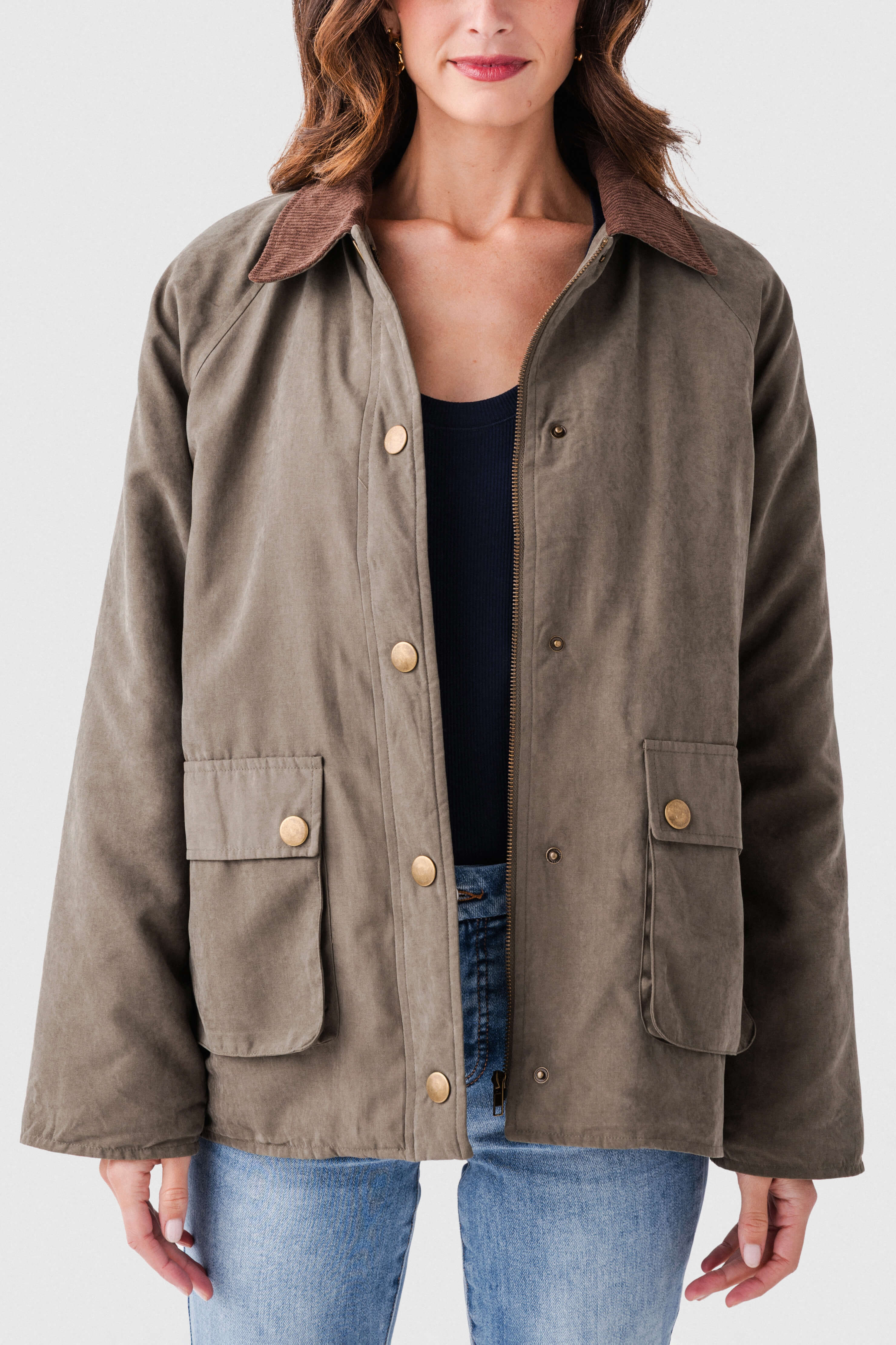 Hem & Thread Corduroy Collar Fisherman Jacket | Social Threads