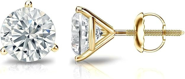 The Diamond Deal IGI Certified .50ct to 5.00 Carat Round Brilliant Lab-Grown Diamond 3-Prong Stud... | Amazon (US)