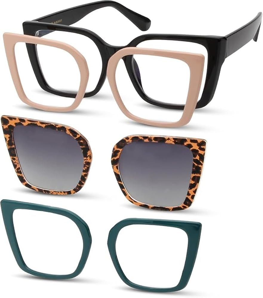 BLUE CUT Blue Light Blocking Glasses for Women – Magnetic Clip On Sunglasses Stylish Eyewear Fr... | Amazon (US)