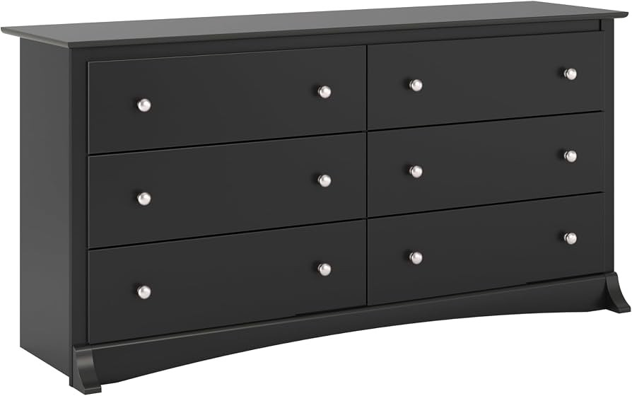 Prepac Sonoma Bedroom Furniture: Black Double Dresser for Bedroom, 6-Drawer Wide Chest of Drawers... | Amazon (US)