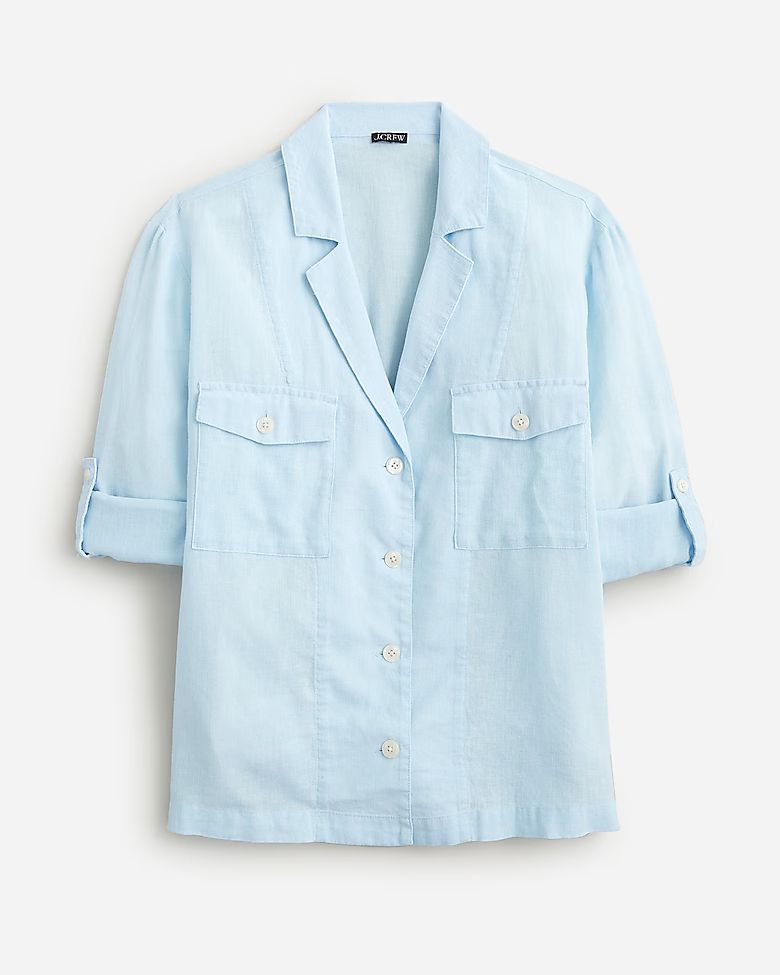 Camp-collar shirt in featherweight linen blend | J.Crew US