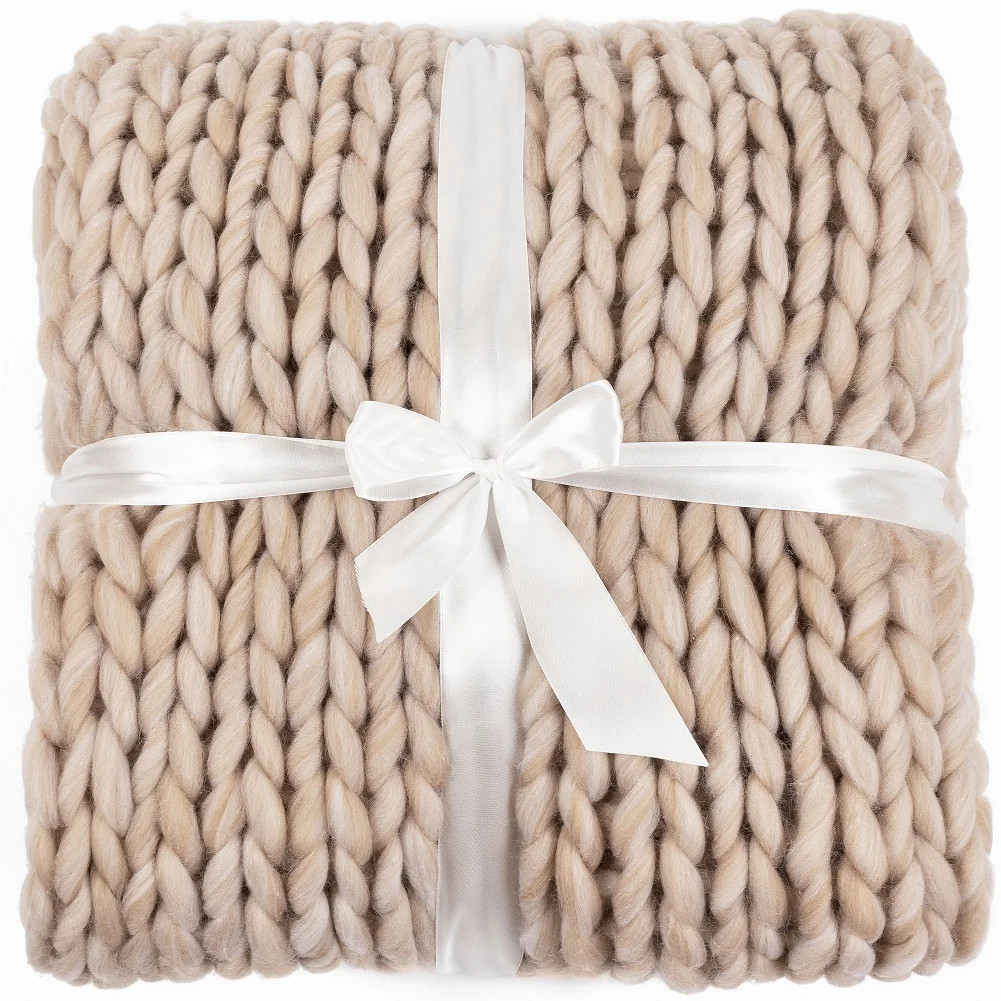 Silver One International Chunky Knitted Throw Blanket, Stone White Duo, 50" x 60" - Walmart.com | Walmart (US)