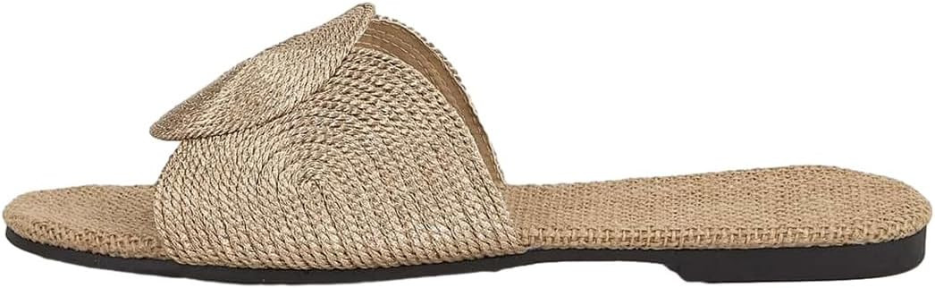 Verdusa Women's Open Toe Flat Sandal Casual Slip On Slides Beach Sandals | Amazon (US)