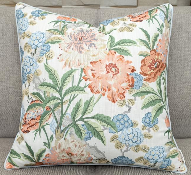 Rudransha Vintage Floral Print Decorative Pillow Cover - 20x20 Square Cotton Blend Cushion Cover ... | Amazon (US)