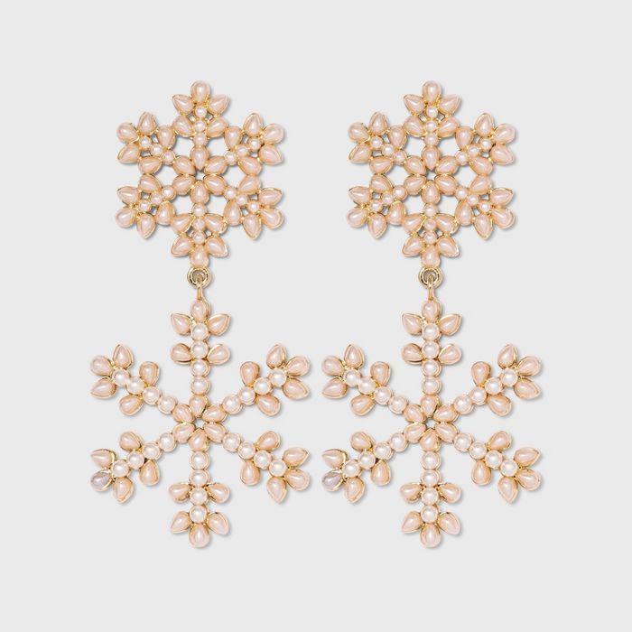 SUGARFIX by BaubleBar Snowflake Drop Earrings - Pearl | Target