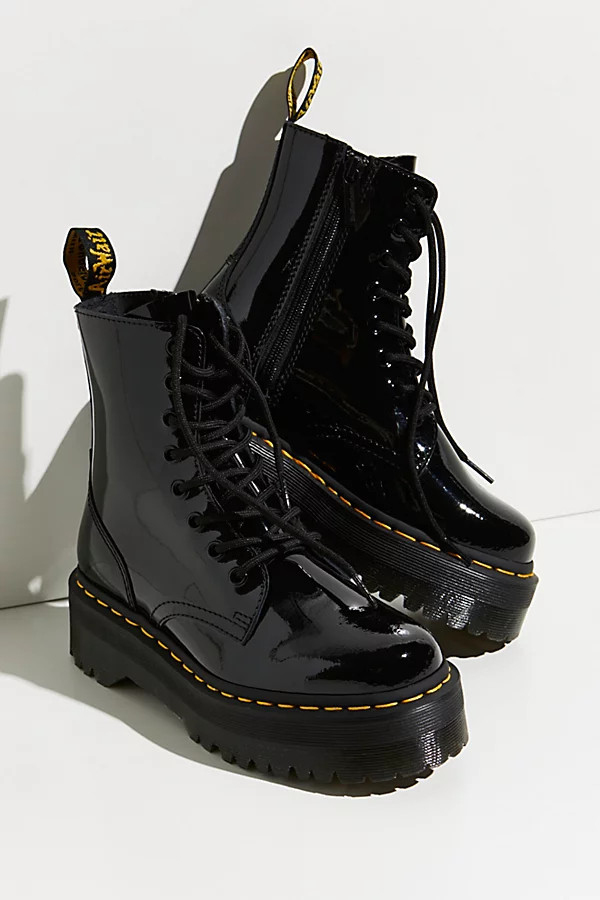 Dr. Martens Jadon Patent Lace-Up Platform Boot by Dr. Martens at Free People, Black Patent, US 6 | Free People (Global - UK&FR Excluded)