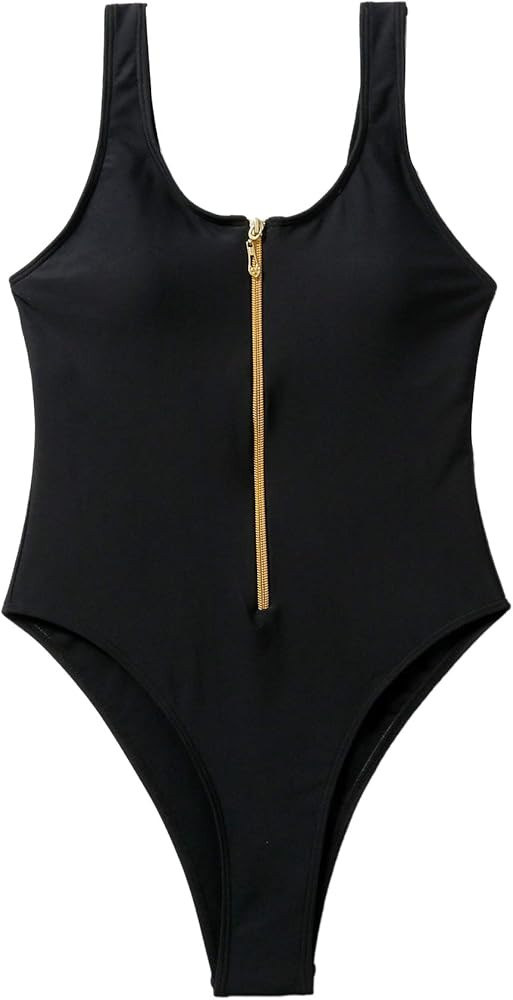 SheIn Women's Sleeveless Swimwear One Piece Swimsuit Scoop Neck Bathing Suits | Amazon (US)