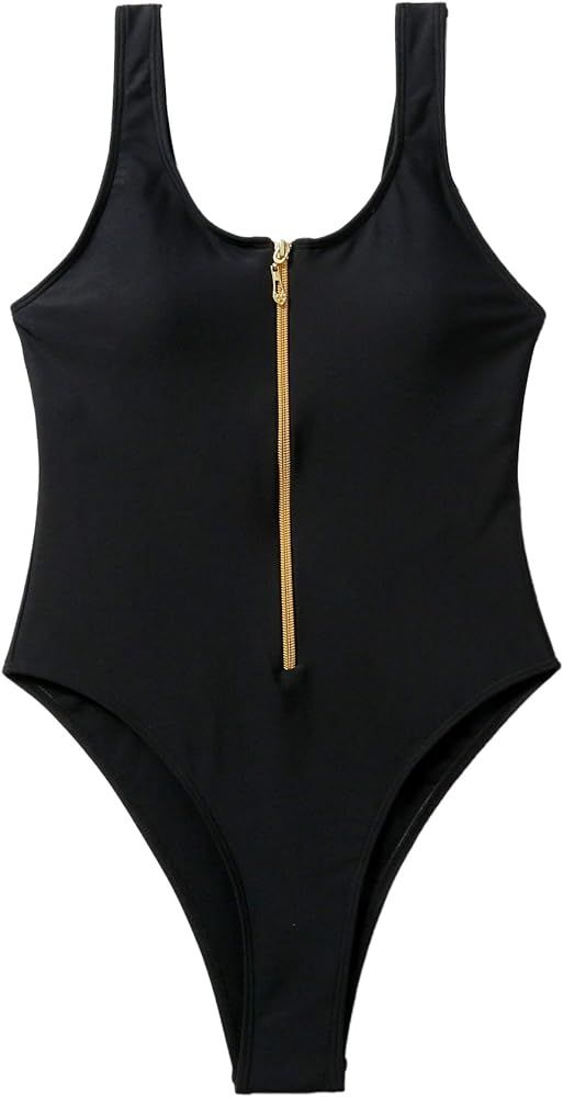 SheIn Women's Sleeveless Swimwear One Piece Swimsuit Scoop Neck Bathing Suits | Amazon (US)