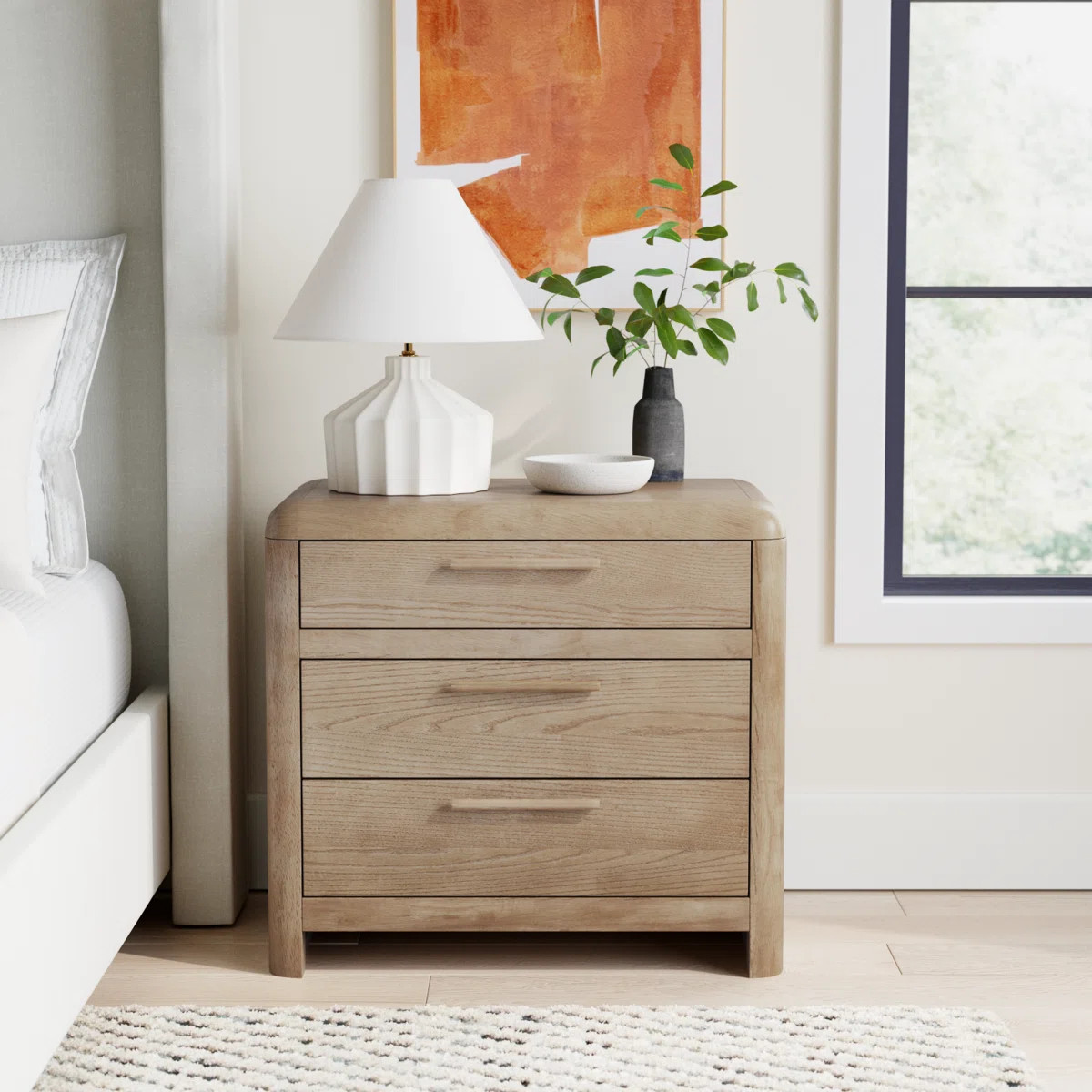 Furano Three Drawer Wood 28" Nightstand | Wayfair North America