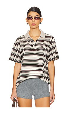Quiet Golf Monogram Striped Polo in Brown from Revolve.com | Revolve Clothing (Global)