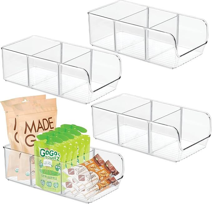 Set of 4 Adjustable Snack Organizer Bins for Cabinet & Pantry Organization And Storage Plastic Stora | Amazon (US)
