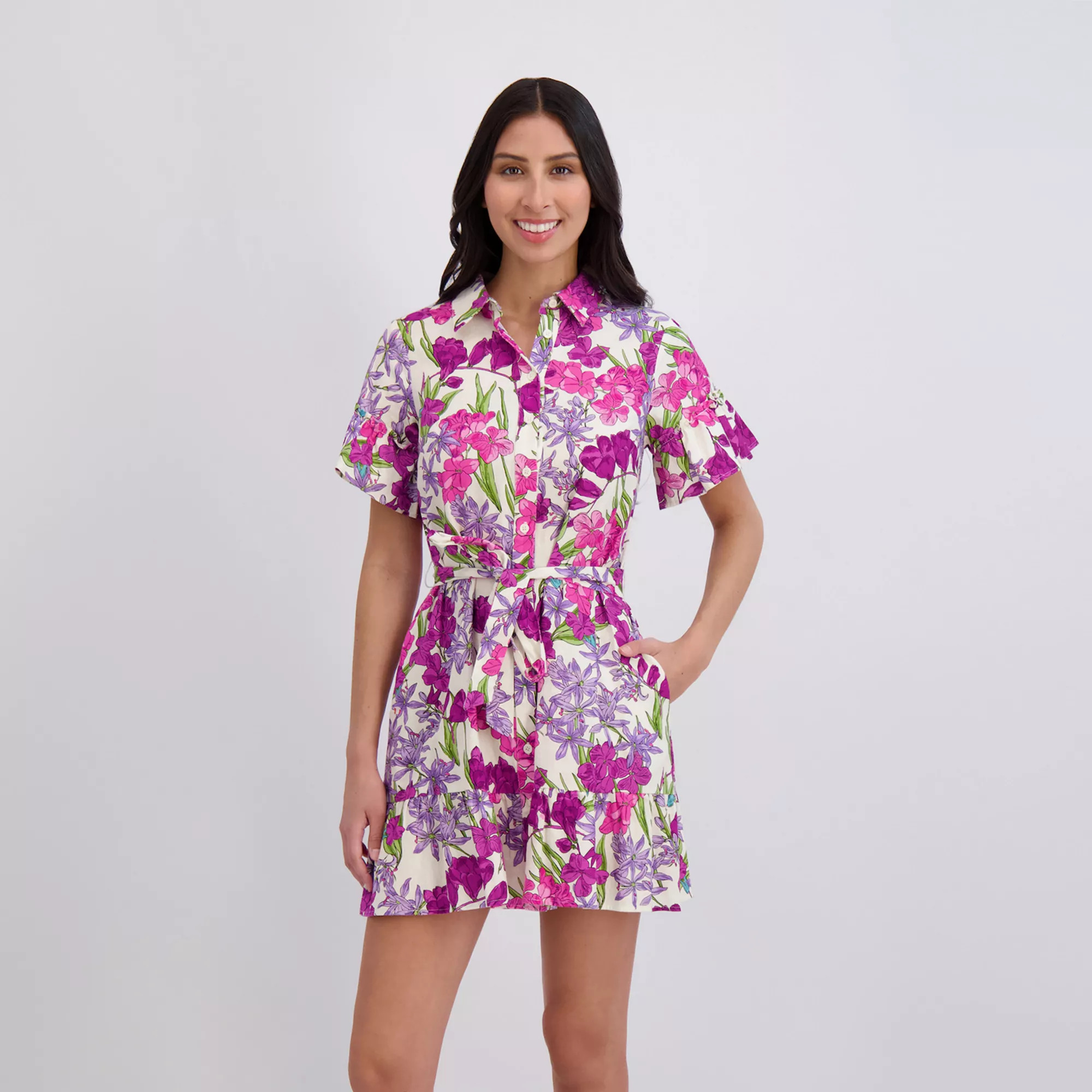 Women's London Times Flutter Sleeve Shirt Dress | Kohl's