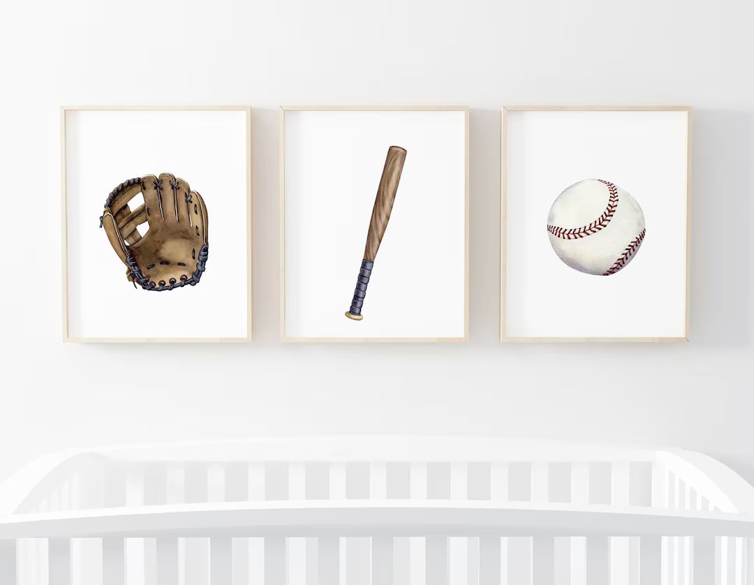 Baseball Print, Baseball Poster, Nursery Wall Decor,baseball Printable, Boy Nursery Print Set, Nu... | Etsy (US)