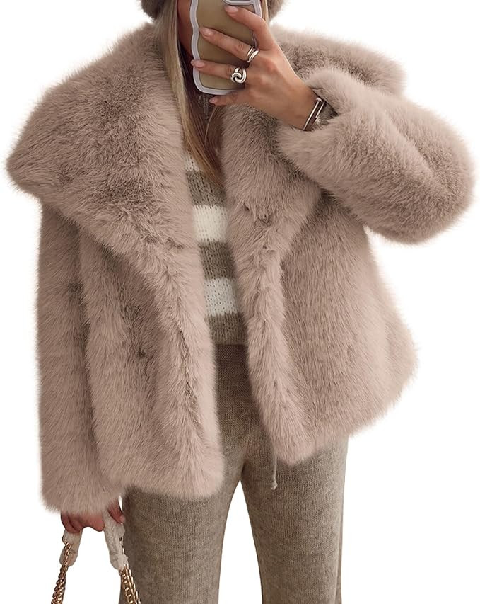 PRETTYGARDEN Womens Winter Coats 2025 Trendy Long Sleeve Furry Faux Fur Jackets Button Lapel Warm... | Amazon (US)