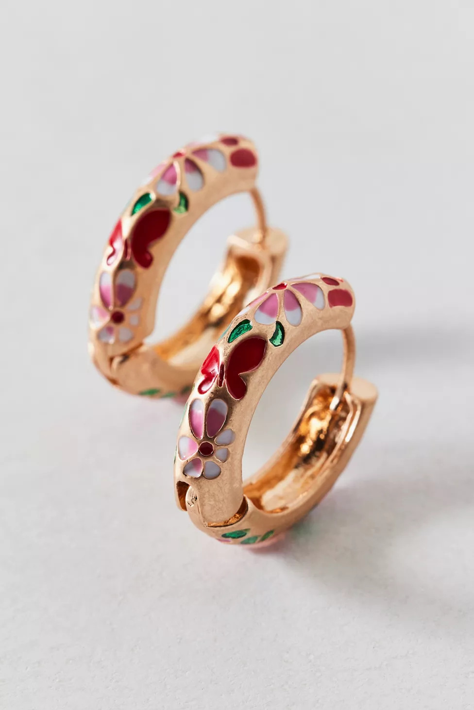 Floral Enameled Metal Hoop Earring | Urban Outfitters (US and RoW)
