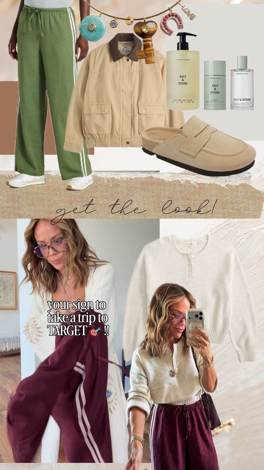 Target comfy ootd! These linen pants in a fall color combo are the perfect transitional piece. I sized up to small bc I like oversized! In xs sweater & jacket. Shoes tts

#LTKdayinmylife #LTKSaleAlert #LTKootd