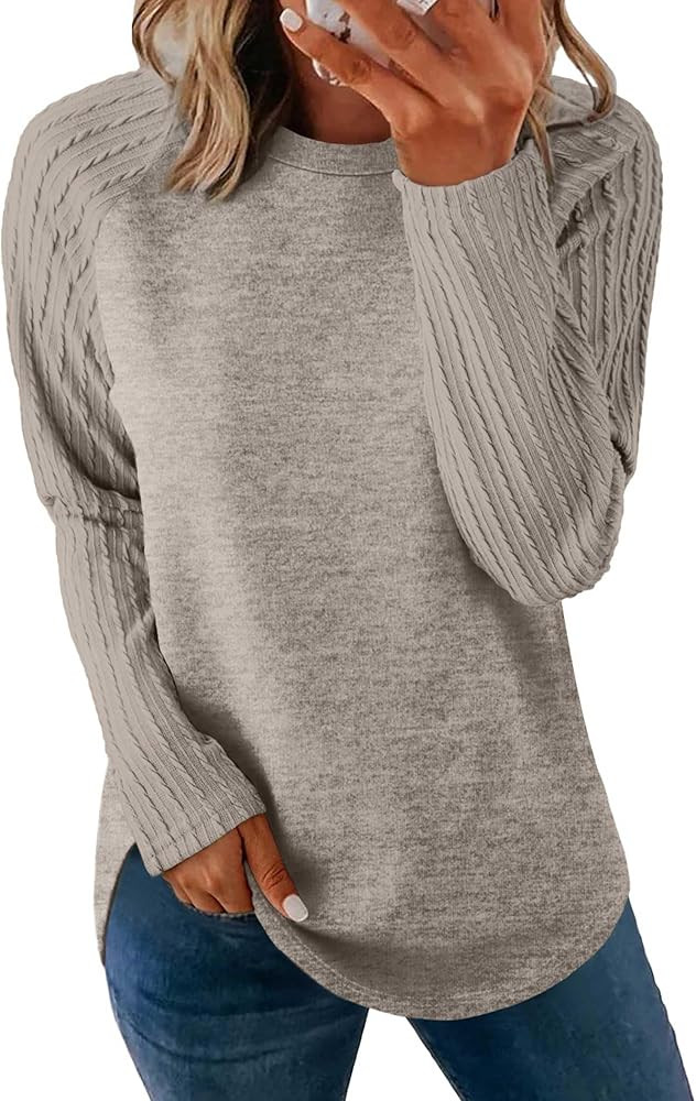 SAMPEEL Sweatshirt for Women Long Sleeve Shirts Crewneck Sweaters Fall Fashion Outfits 2025 Trend... | Amazon (US)