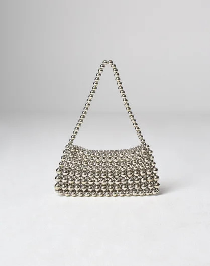 Metallic Beaded Shoulder Bag in Silver | Glassons AU | Glassons (Australia)