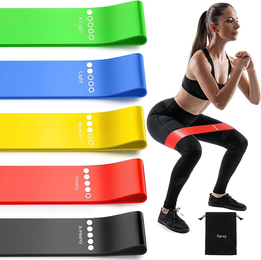 Resistance Bands, Exercise Workout Bands for Women and Men, 5 Set of Stretch Bands for Booty Legs... | Amazon (US)