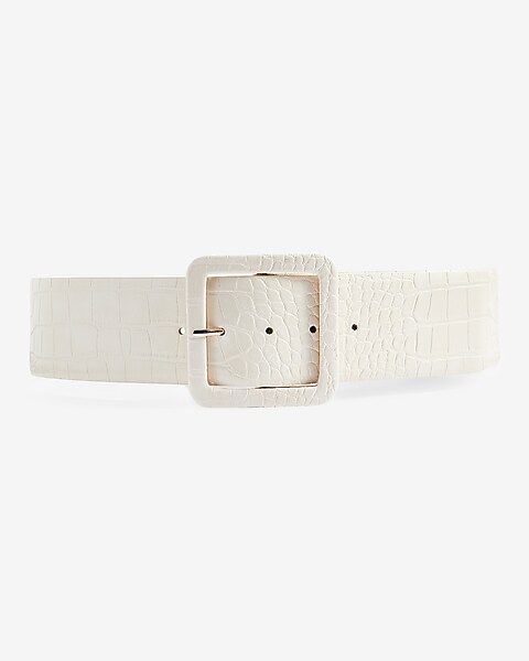 Croc-embossed Wide Prong Buckle Belt | Express